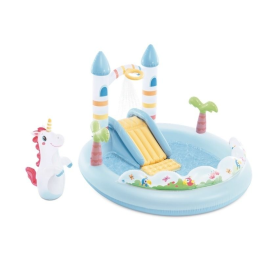Игровой центр INTEX "ЗАМОК ЕДИНОРОГА" 56148 196х178х127см с разбрызгивателем и горкой, до 54кг, от 2 лет