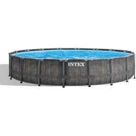 Каркасный бассейн INTEX GREY WOOD PRISM FRAME 549х122см, 24311л фильтр-насос 5678л\ч, лестница, тент, подстилка