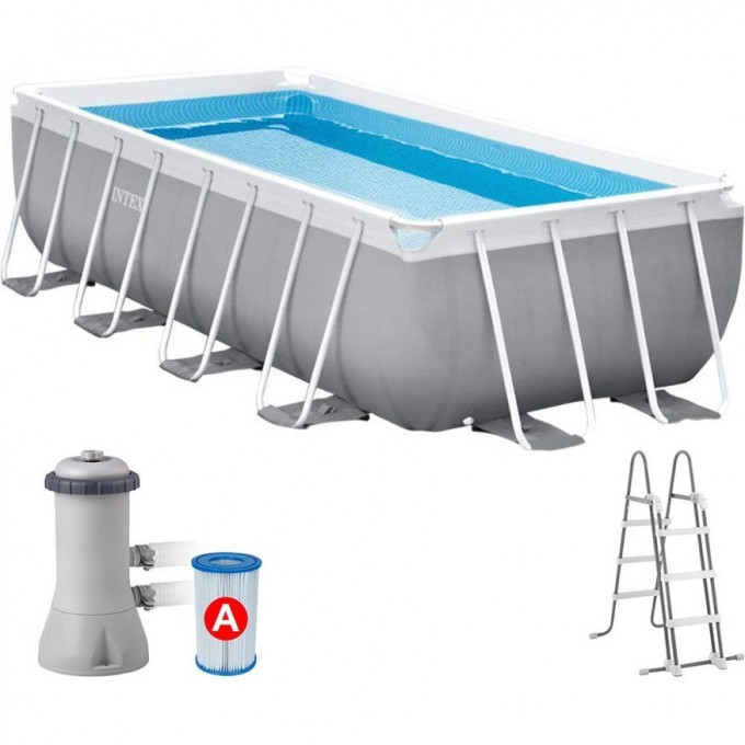 Каркасный бассейн INTEX PRISM FRAME 400 х 200 х 100 см, фильтр-насос, лестница 26788