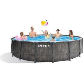 Каркасный бассейн INTEX PRISM FRAME "GREYWOOD" 26742 457х122см, фильтр-насос, лестница, тент, подстилка