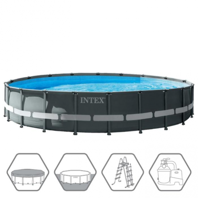 Каркасный бассейн INTEX ULTRA XTR FRAME 610 х 122 см, фильтр-насос, лестница, тент, подстилка 26334