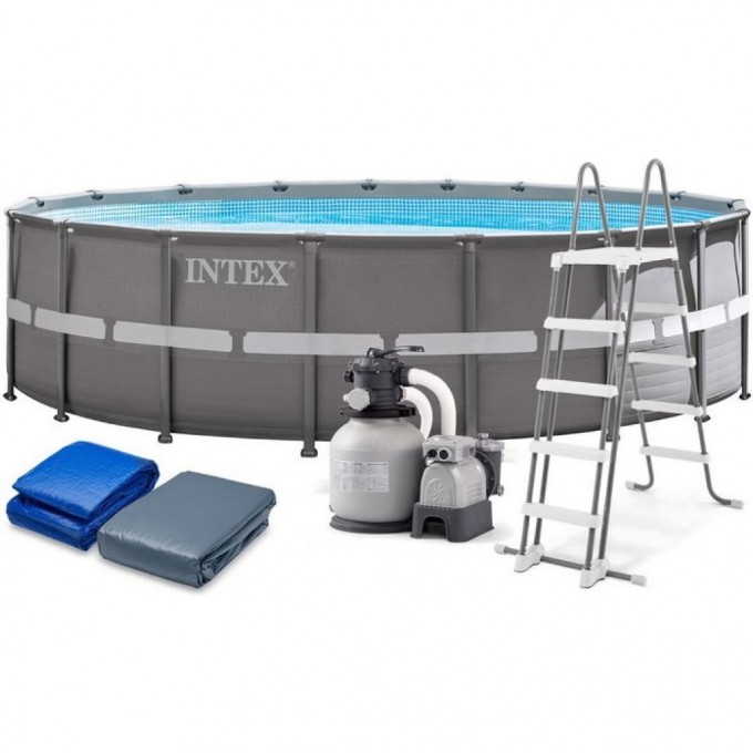 Каркасный бассейн INTEX ULTRA XTR FRAME , 732 х 132 см, песчаный фильтр-насос, лестница, тент, подстилка 26340