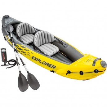 Лодка INTEX EXPLORER K2 68307, 2 местная, алюминиевые вёсла 213 см, ручной насос, до 160 кг