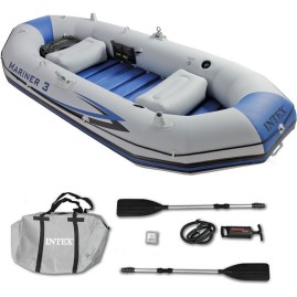 Лодка надувная INTEX «МОРЕХОД 3» 68373, 127 х 297 х 46 см, вёсла алюминиевые, насос ручной, до 300 кг